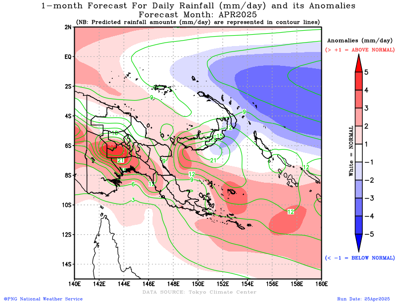 3 Months Rainfall Forecast over PNG domain